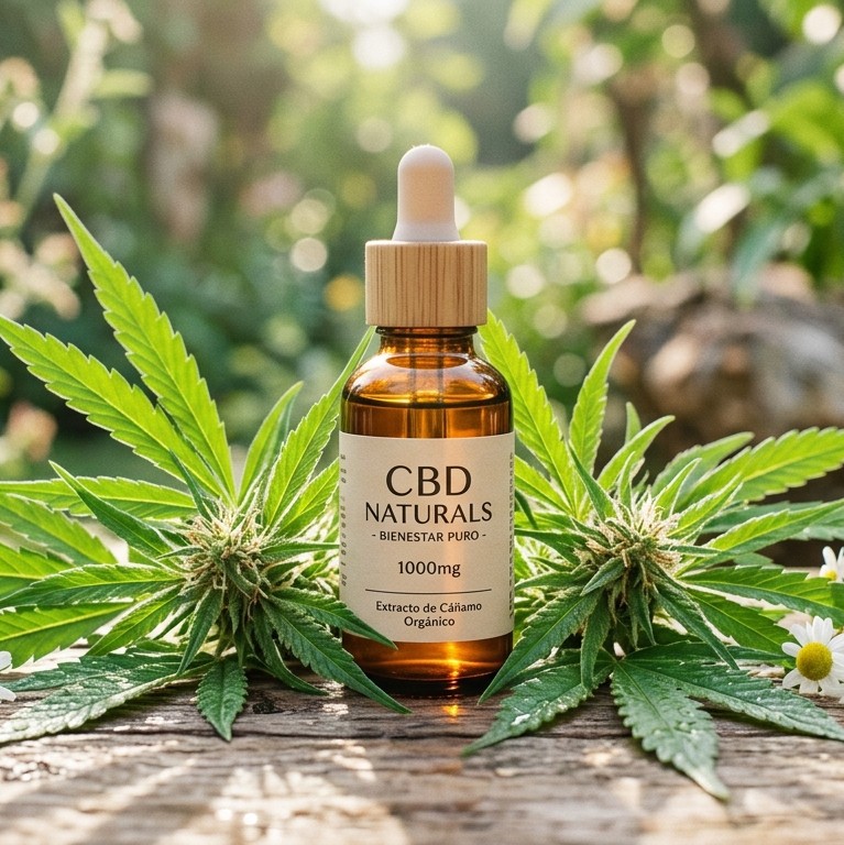 Frasco de aceite y extractos botánicos para el mejor descanso corporal con cbd